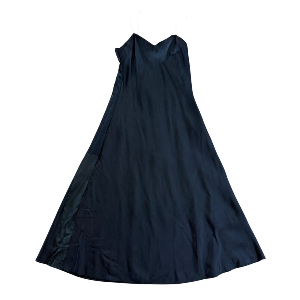 Antique Edwardian Mourning Slip Dress Princess Lining Underdress S Black 1900